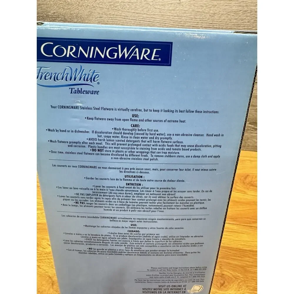 CorningWare French White Flatware Set 20 Piece 18/8 Stainless Steel New In Box